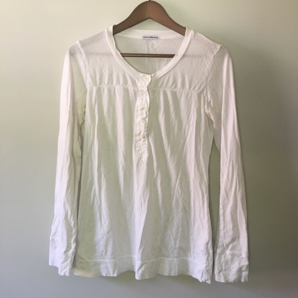 James Perse Tops - Long sleeve Henley tee bright white